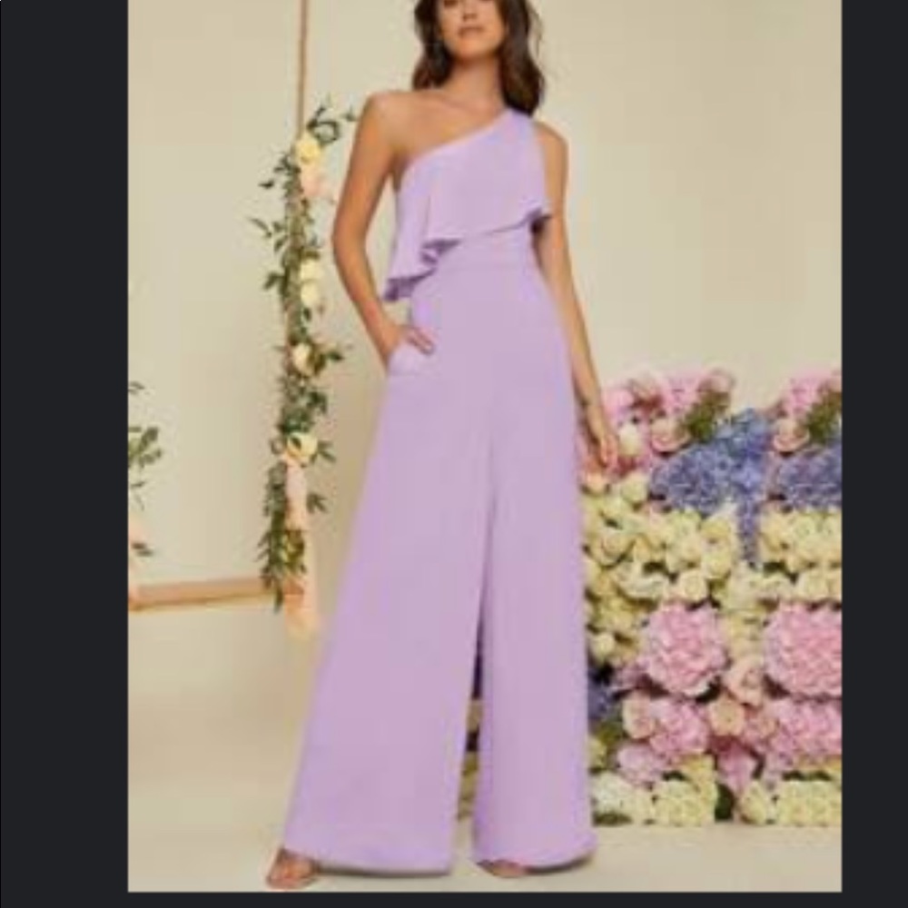 Lilac purple One Shoulder Jumpsuit